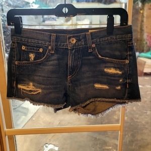 Rag & Bone sz 24 US 0 Denim Destressed 5 Pockets Beltloops Raw Hem Ladies Shorts